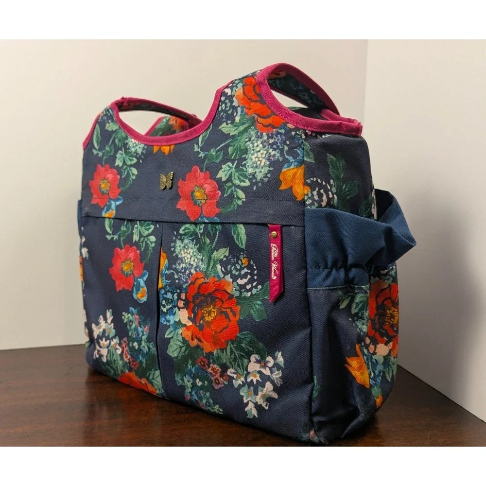 Pioneer Woman Floral Insulated Lunch Tote Cooler Bag Navy Pink Zip Picnic Work